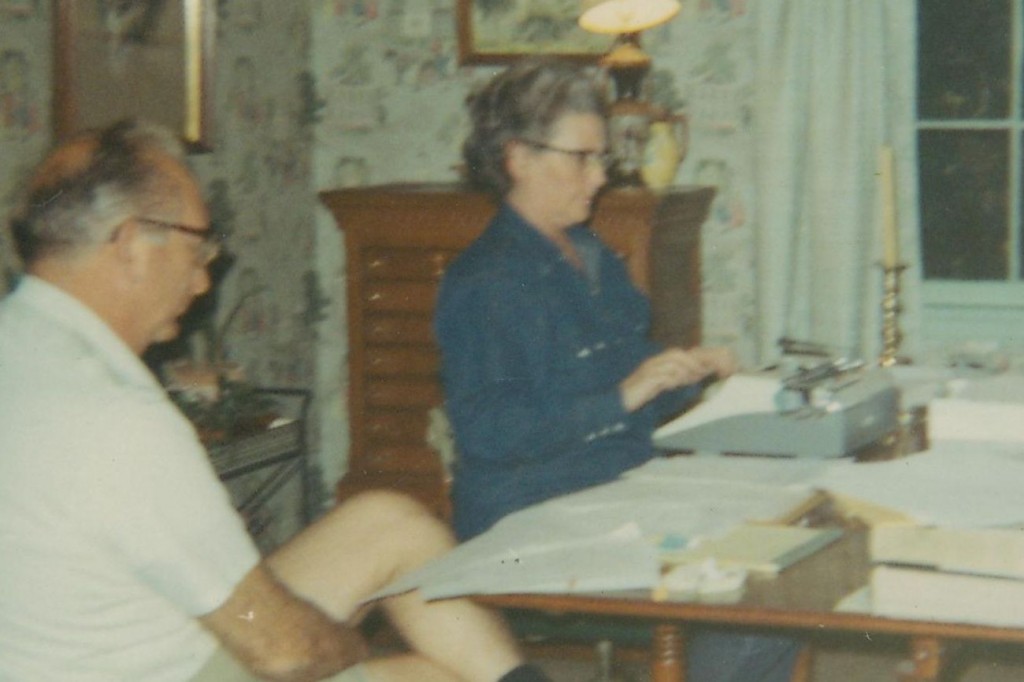 Muriel Spoden doing her genealogy in 1967.