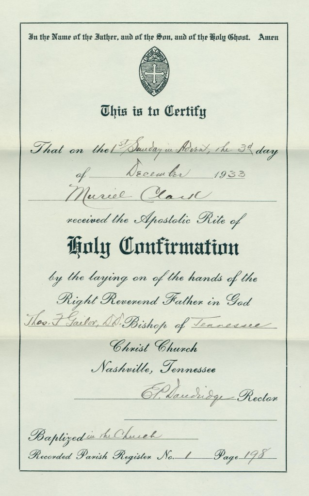 1933 Holy Confirmation Certificate